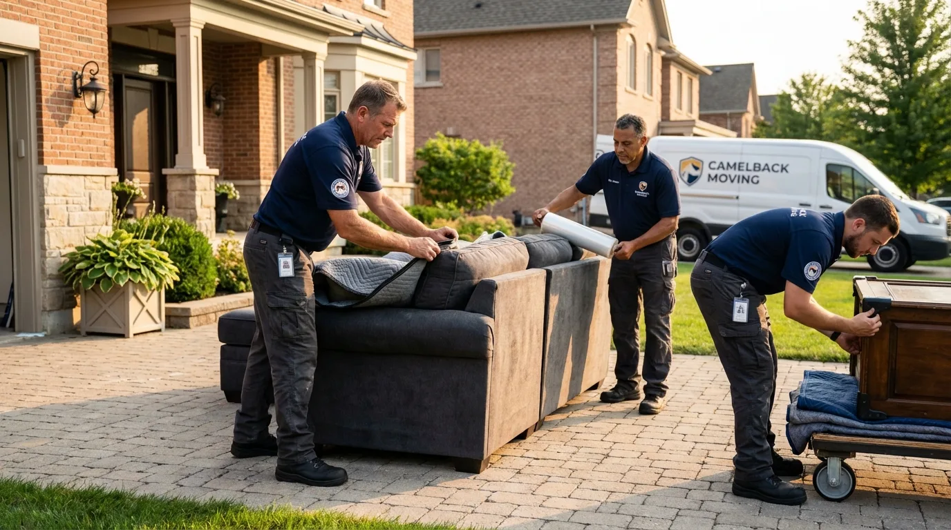 Large estate moving crew wrapping furniture in Apple Valley, CA