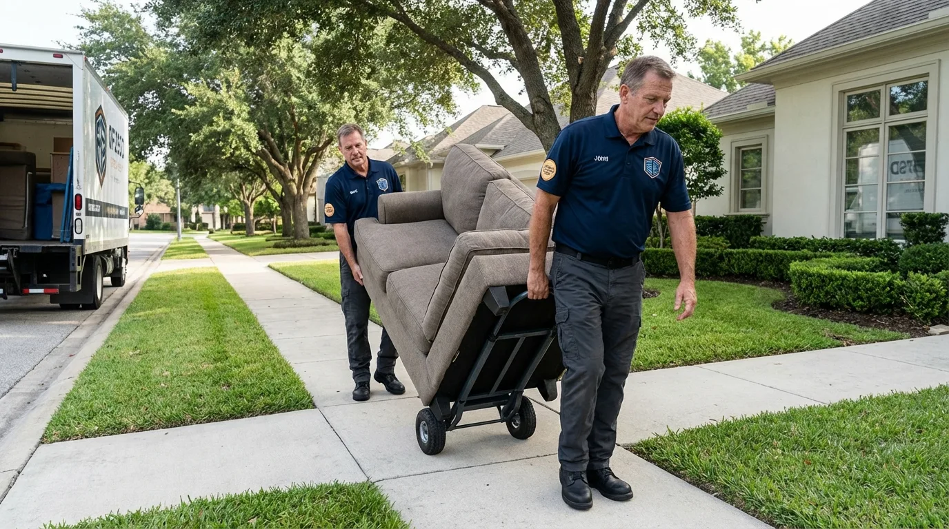 Local residential moving crew loading furniture in Apple Valley, CA